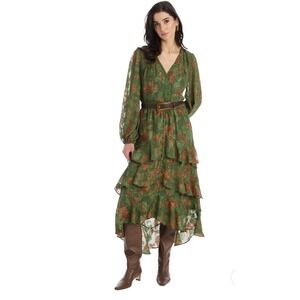 Allison New York Anthropology Joleen Midi Dress In Forest Florals Size XS